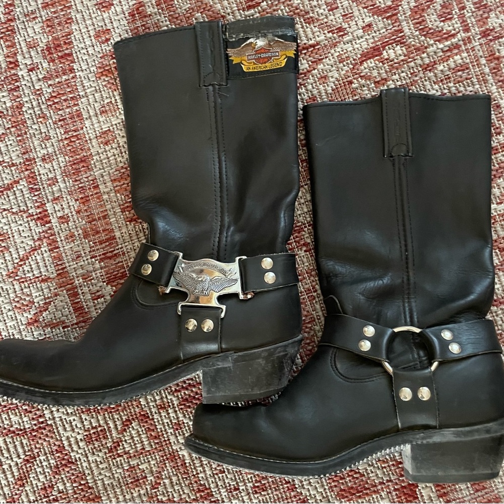 Harley Davidson Motorcycle Boots men's sz 8 Eagle Harness black leather 98408